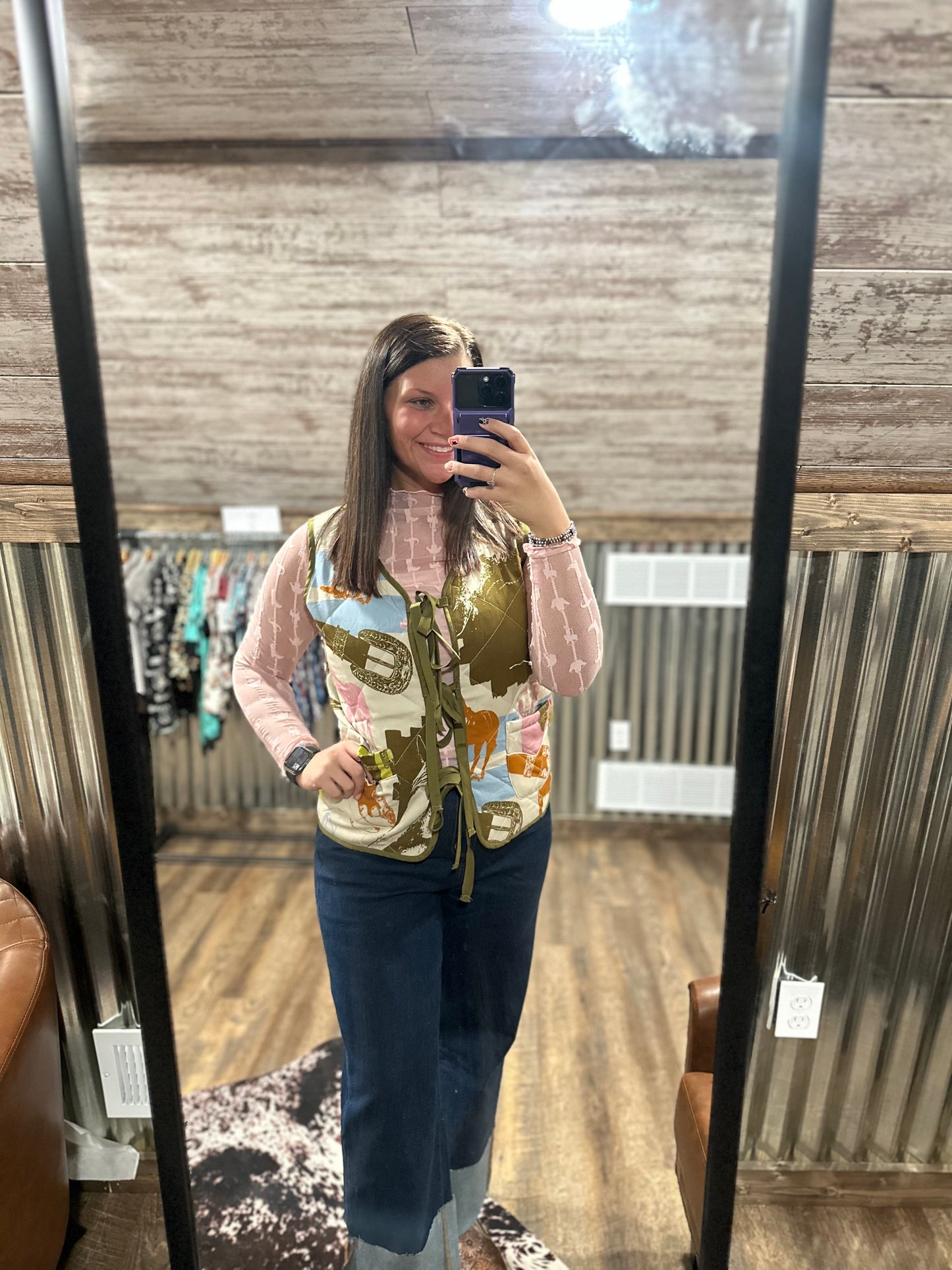 Western Quilt Tie Vest