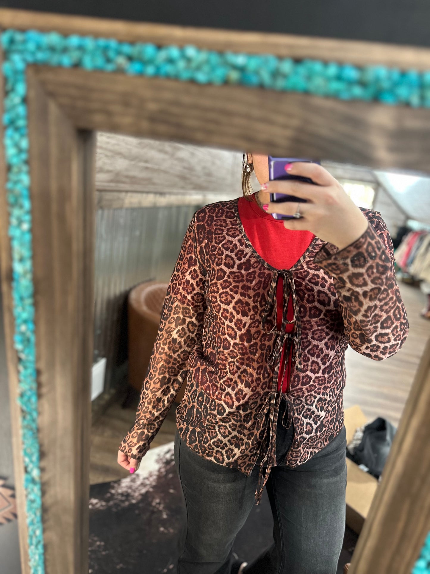 Cheetah Tie Top