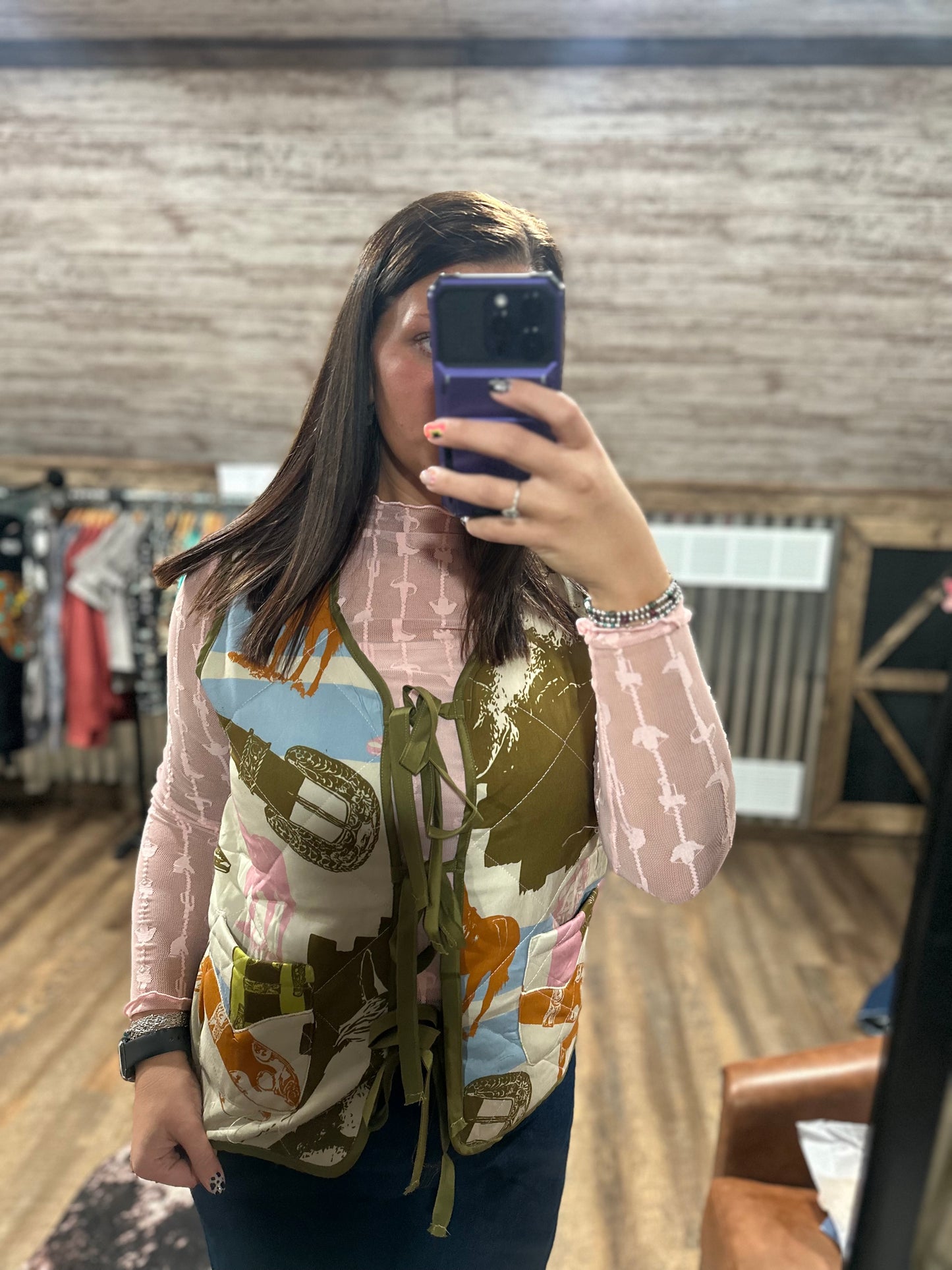 Western Quilt Tie Vest