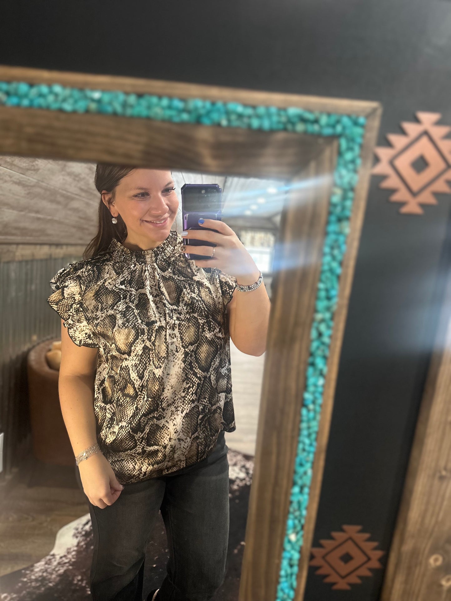 Snake Ruffle Top