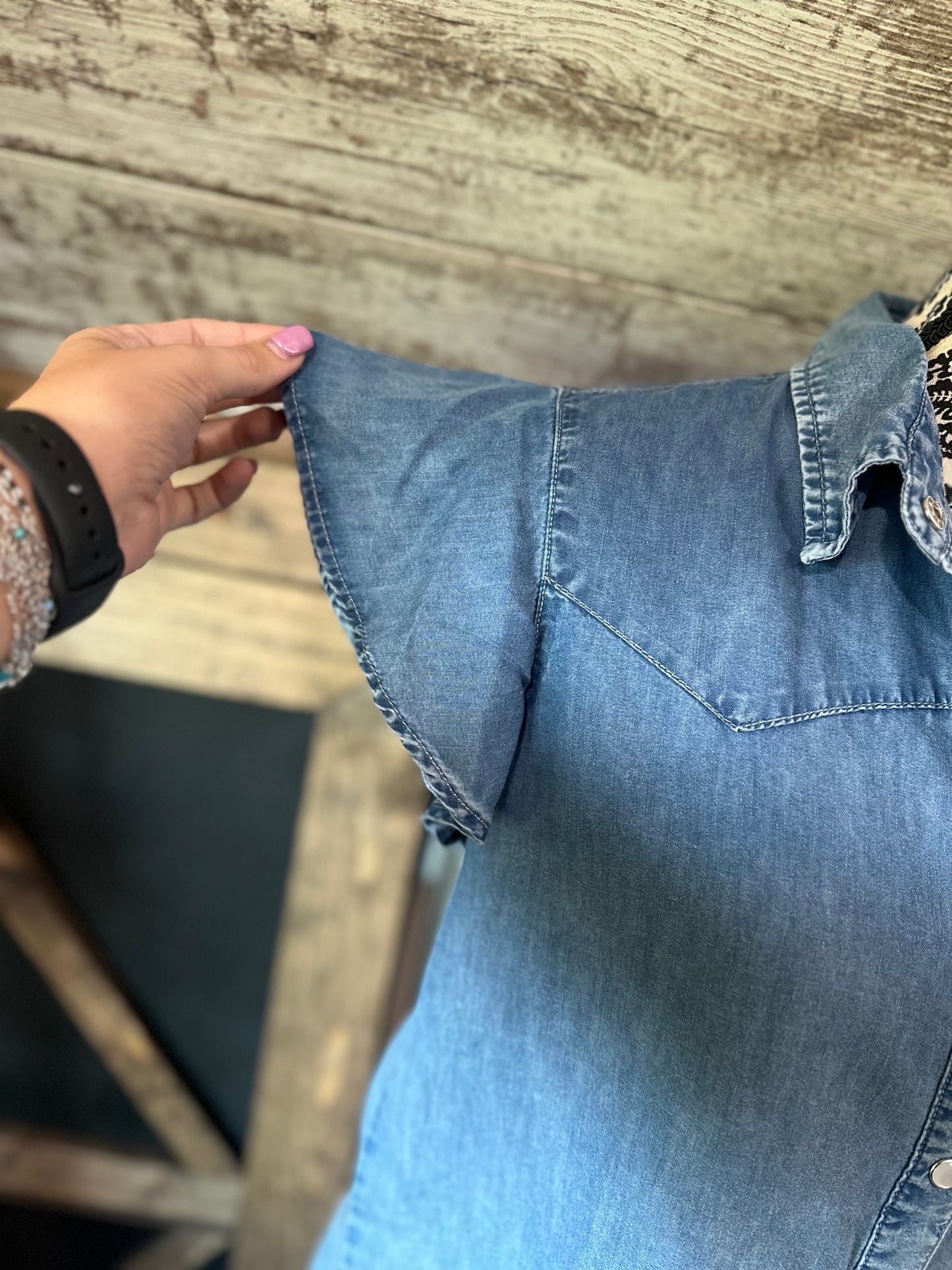 Denim Ruffle Top