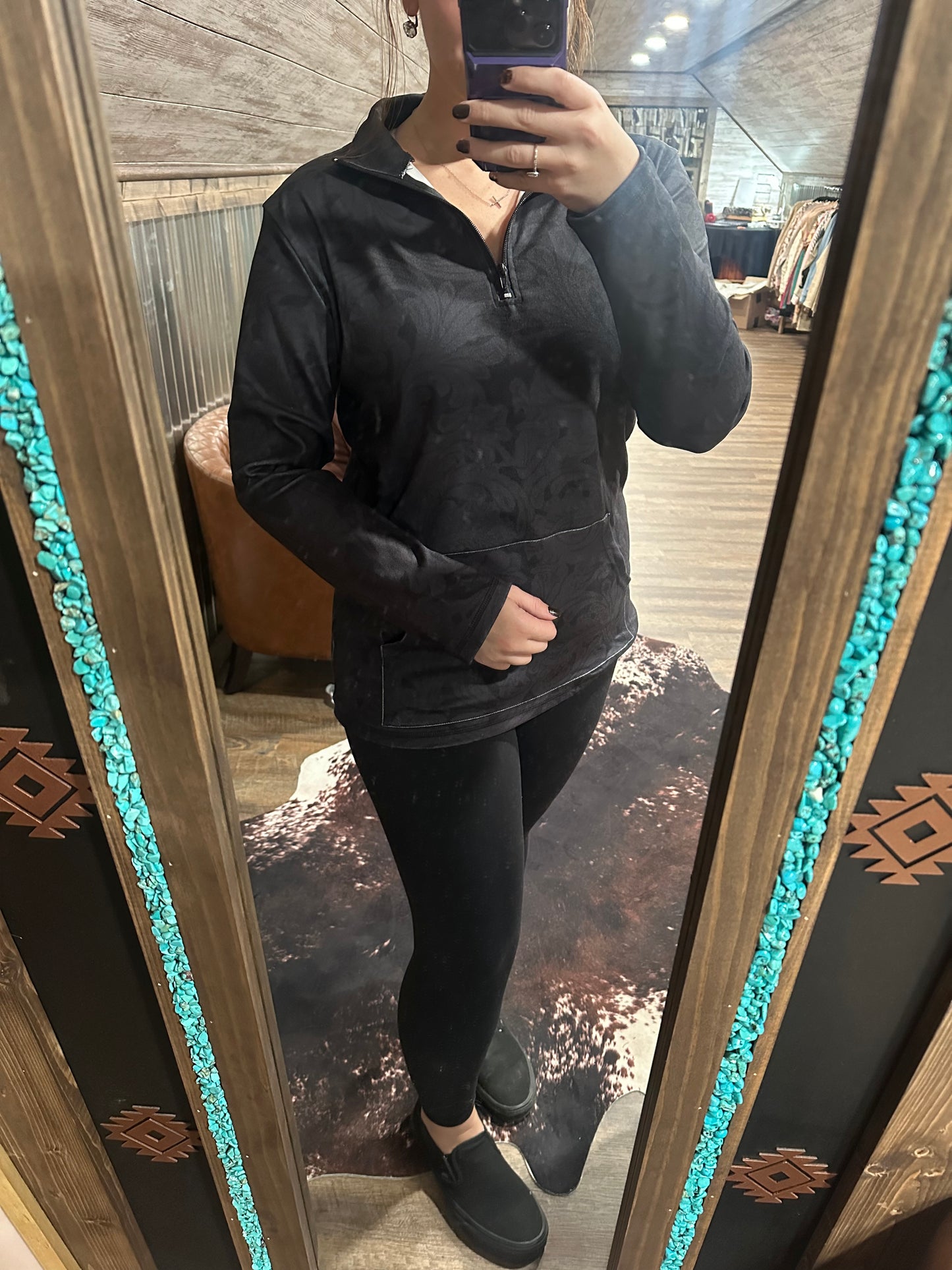 Tooled Leather Halfzip