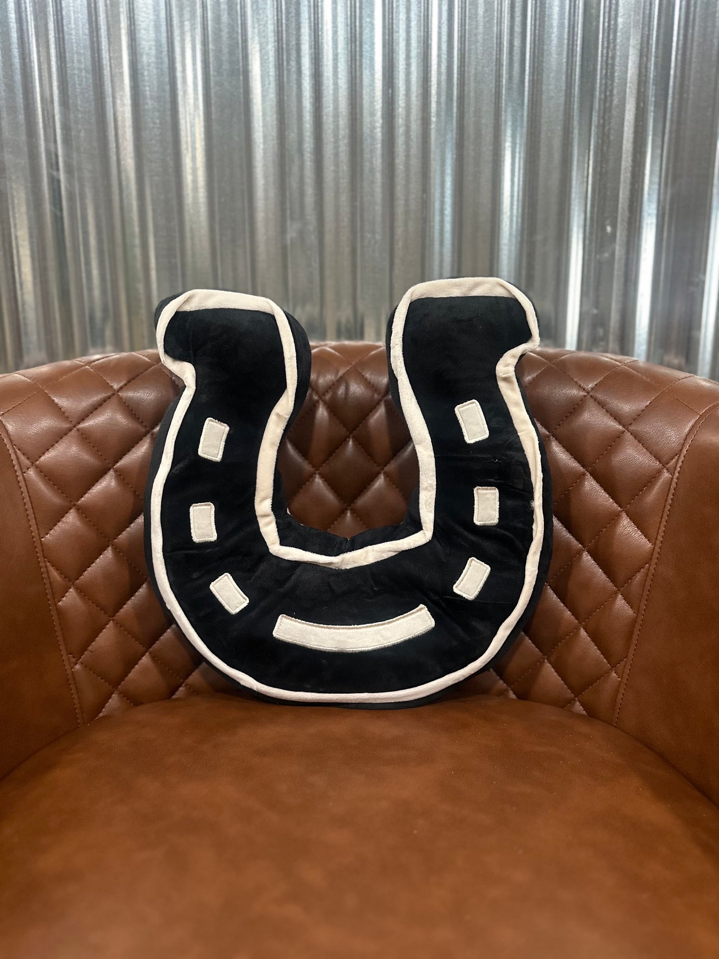 Black Horseshoe Pillow