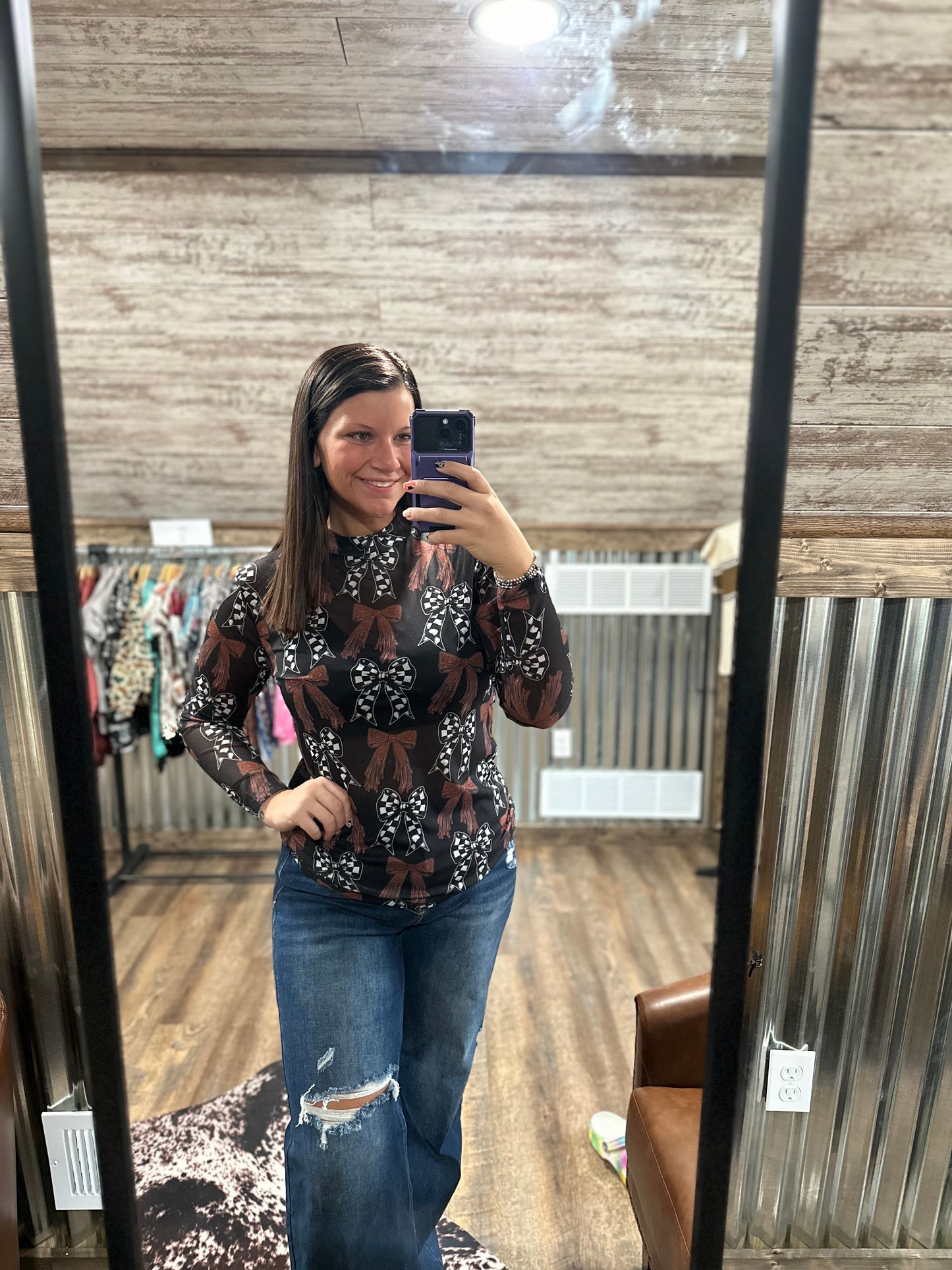 More Bows Mesh Top