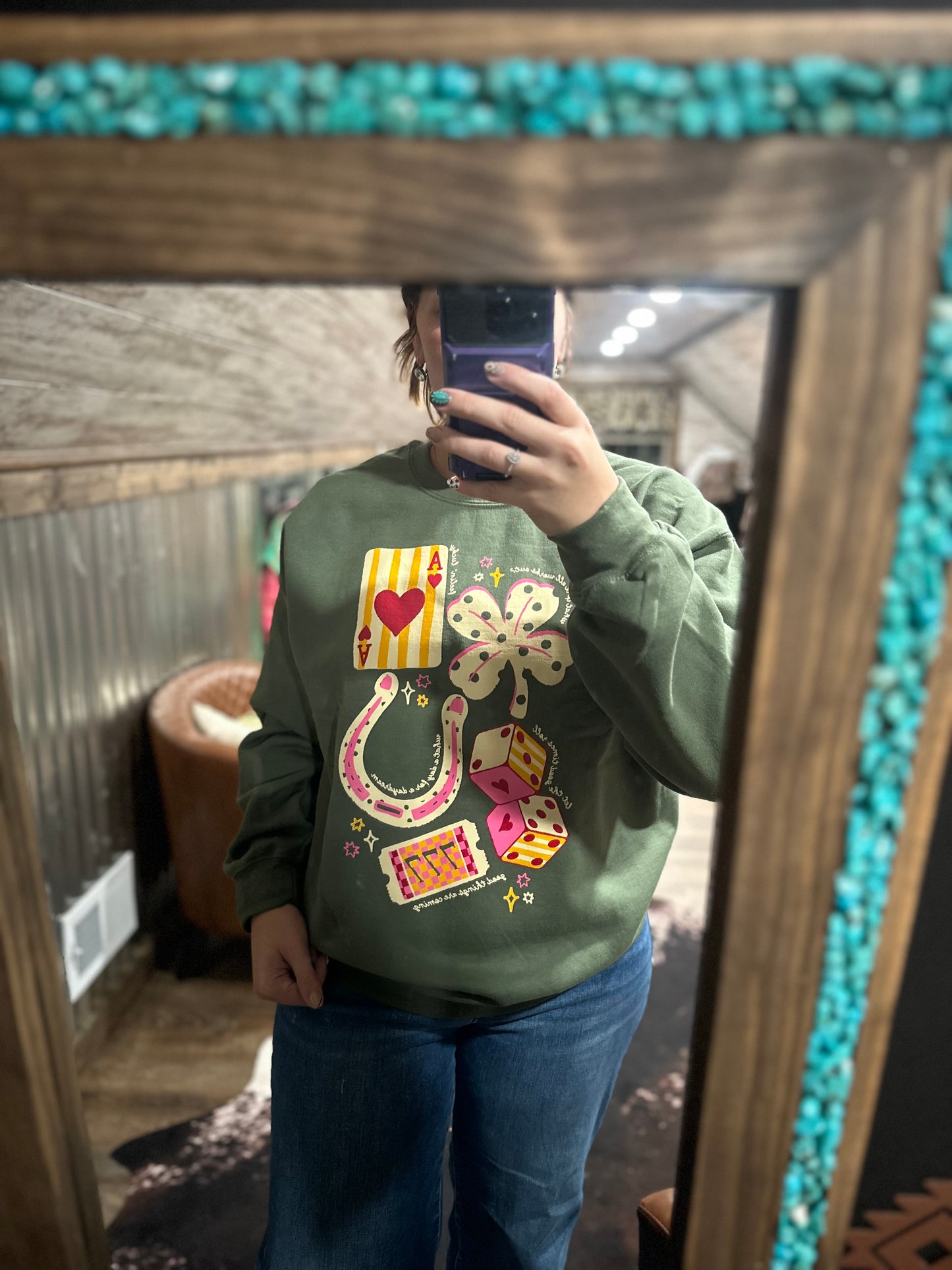 Lucky Play Card Crewneck