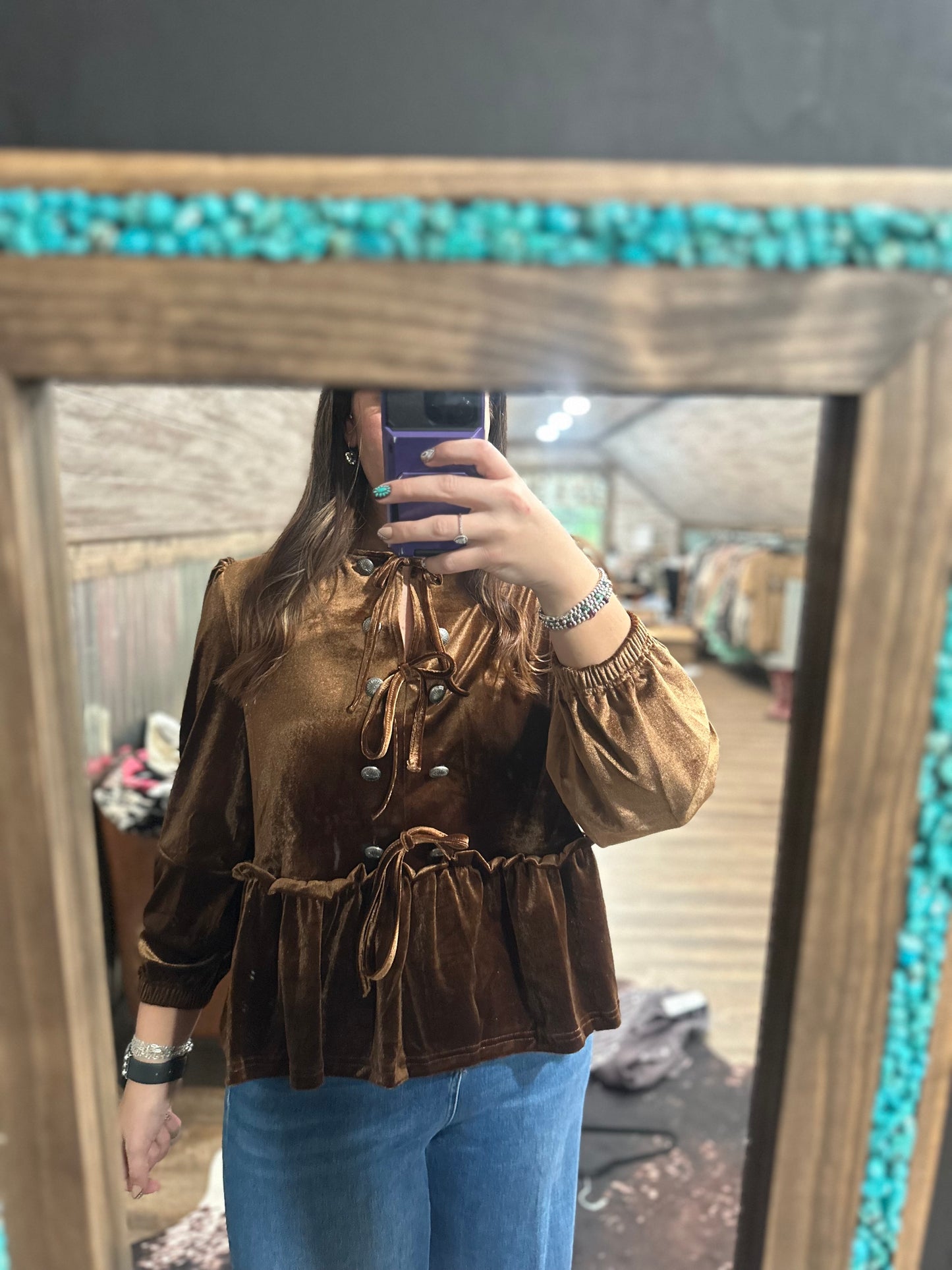 Brown Velvet Concho Top