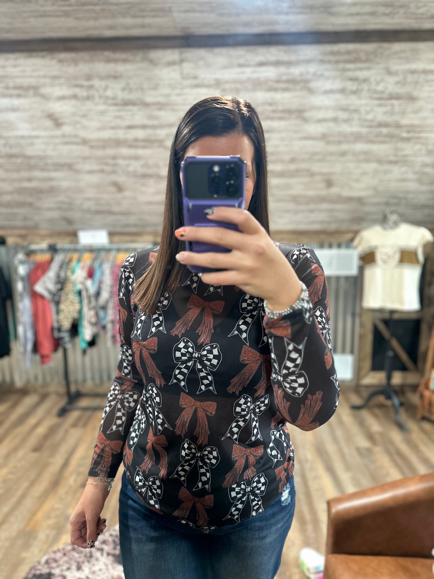 More Bows Mesh Top