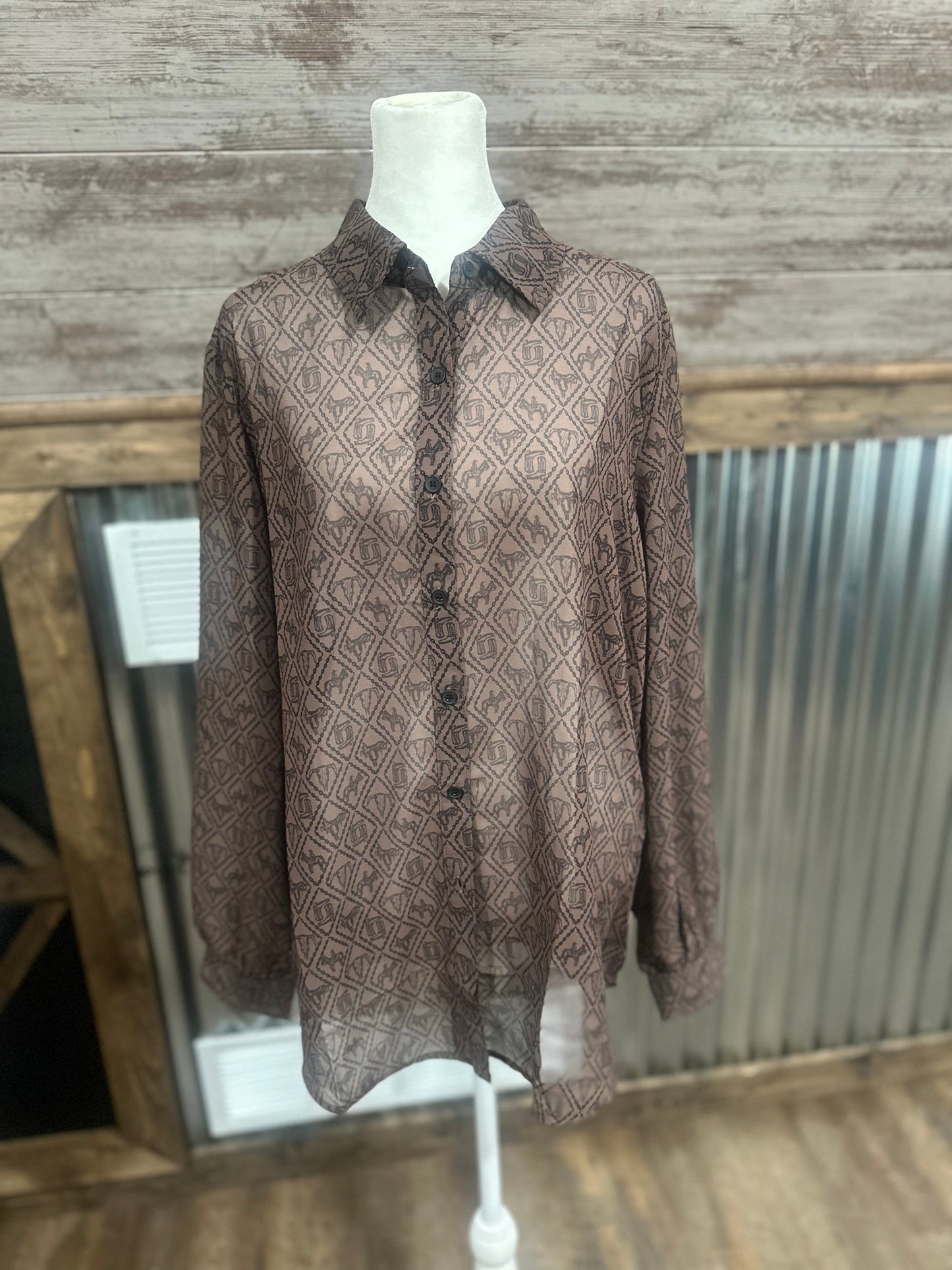 Crazy Western Long Sleeve Button Up