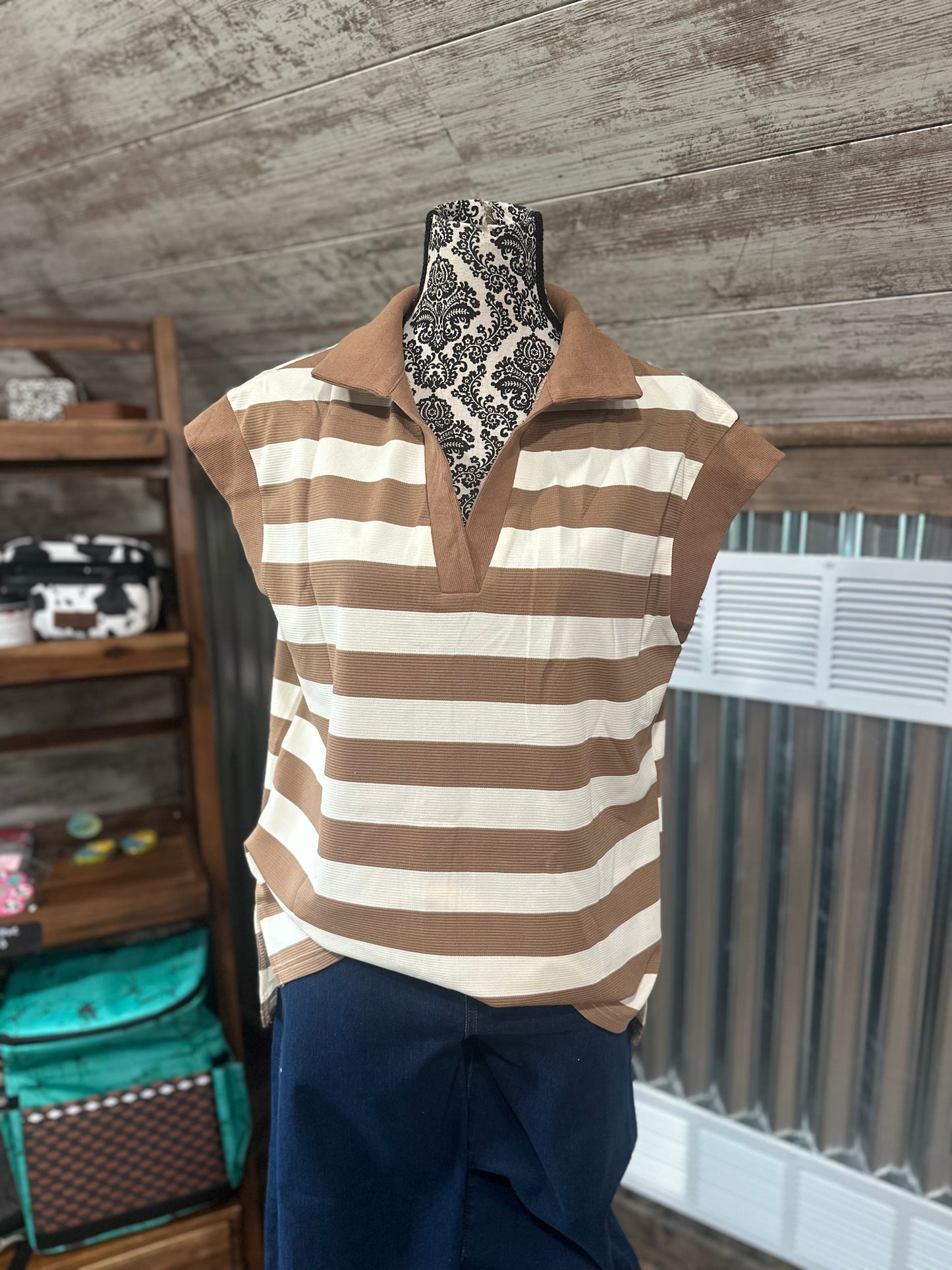 Brown Striped Top