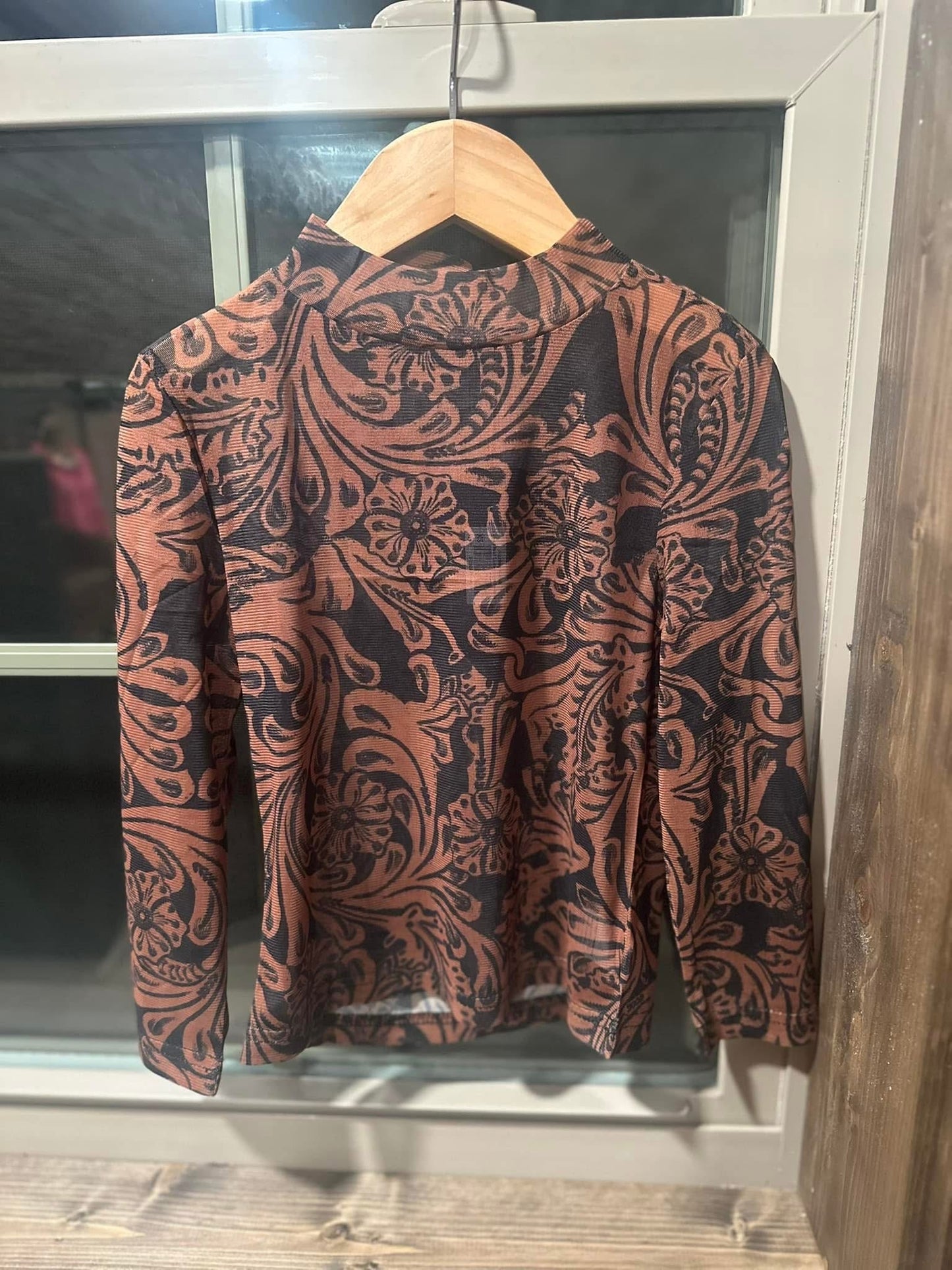Tooled Leather Mesh Top-kids