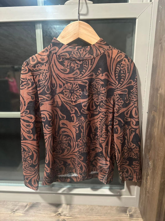 Tooled Leather Mesh Top-kids