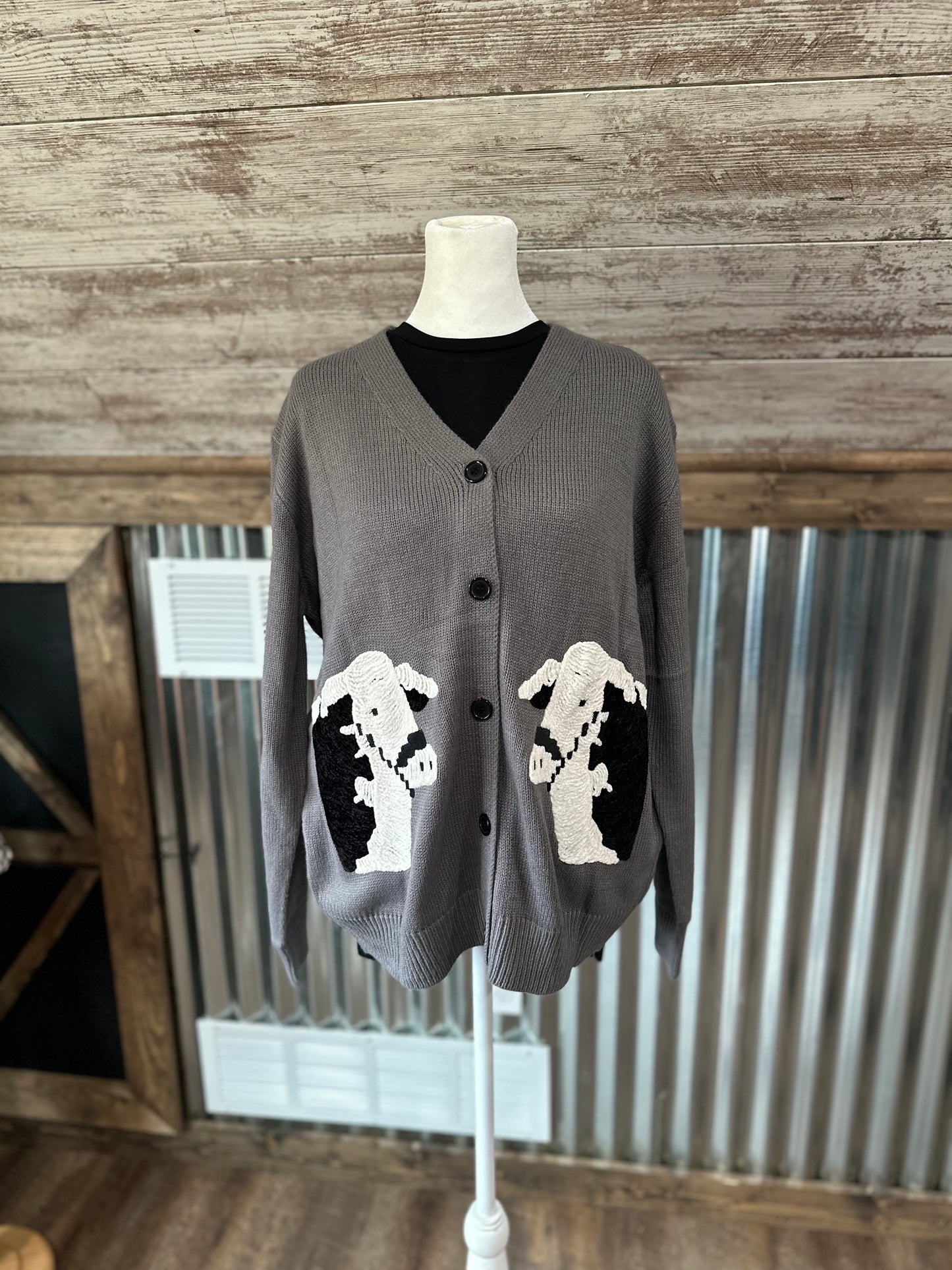 Black and White Cattle Sweater