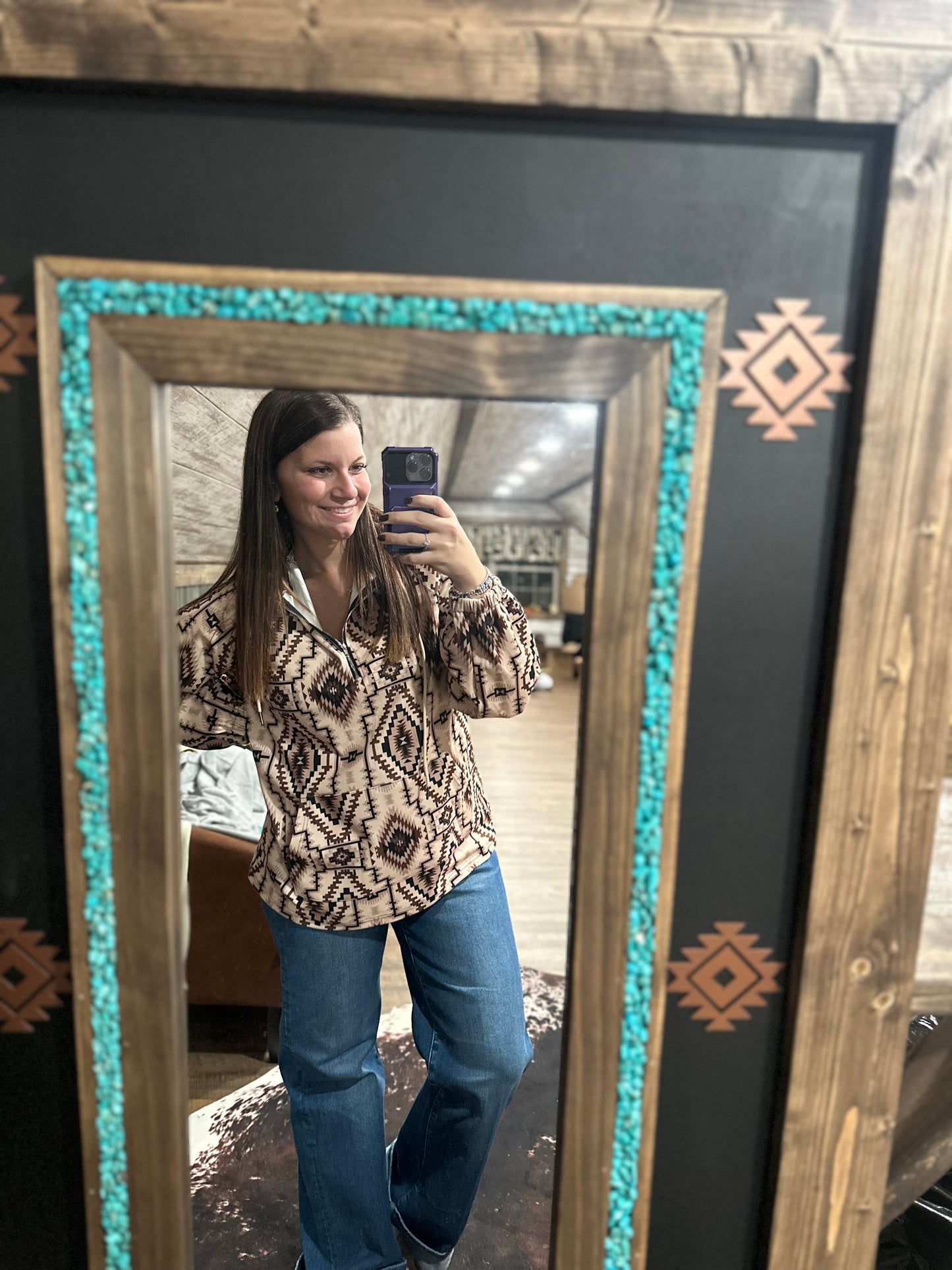 Desert Rust Aztec Halfzip