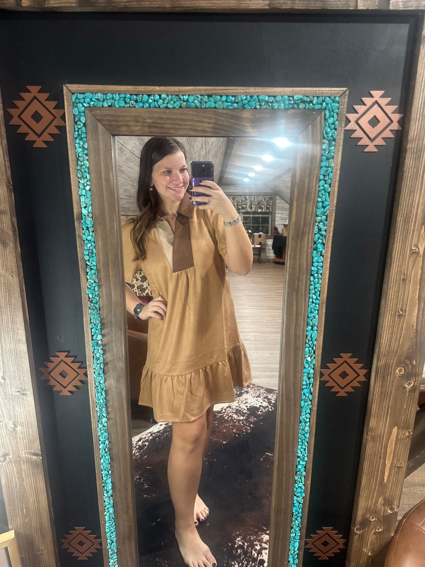 Tan Colorblock Dress