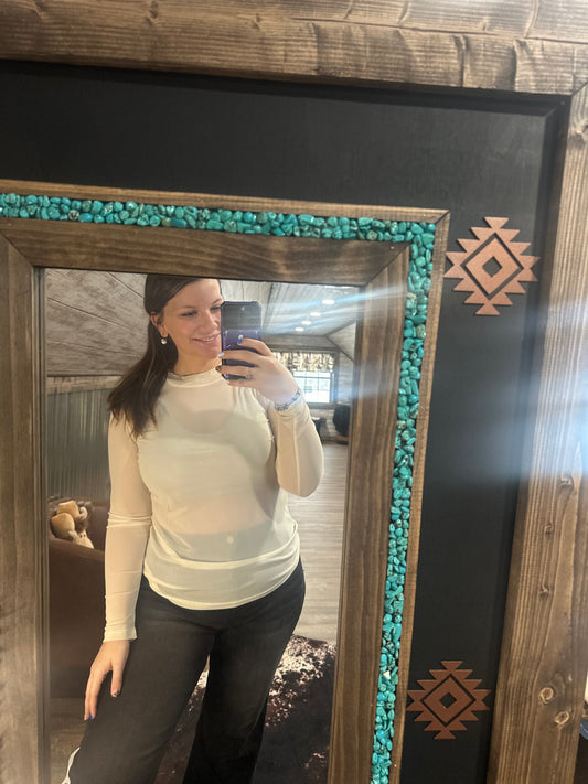 Cream Mesh Top