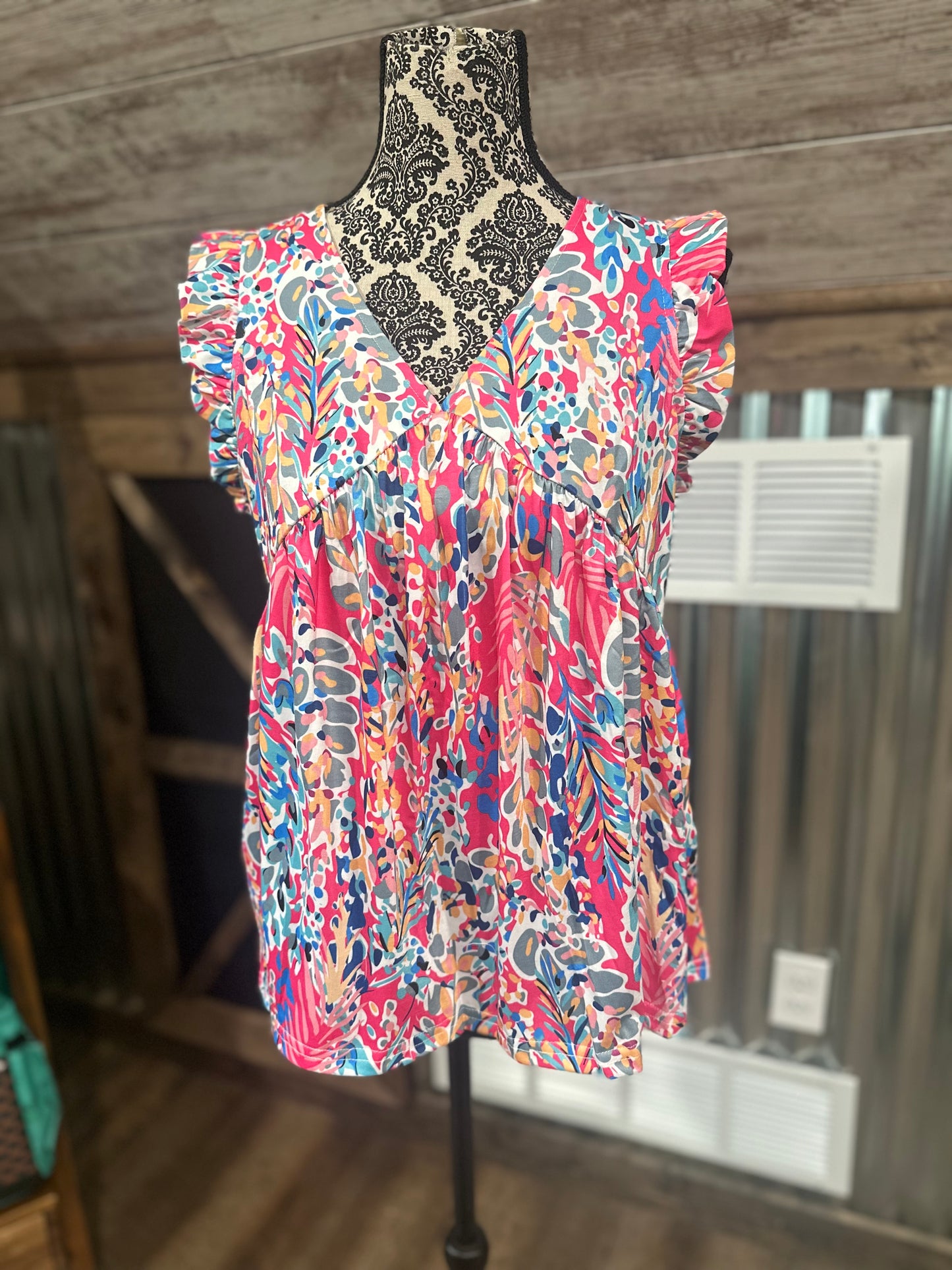 Neon Ruffle Top