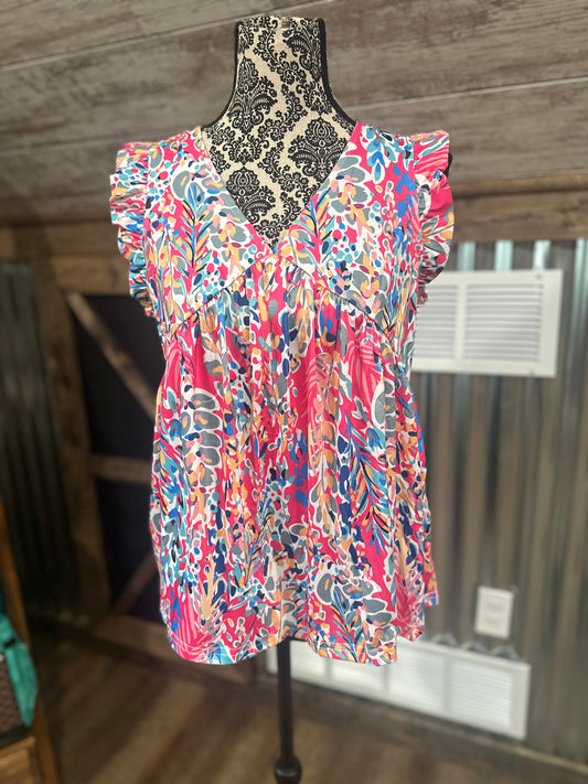 Neon Ruffle Top