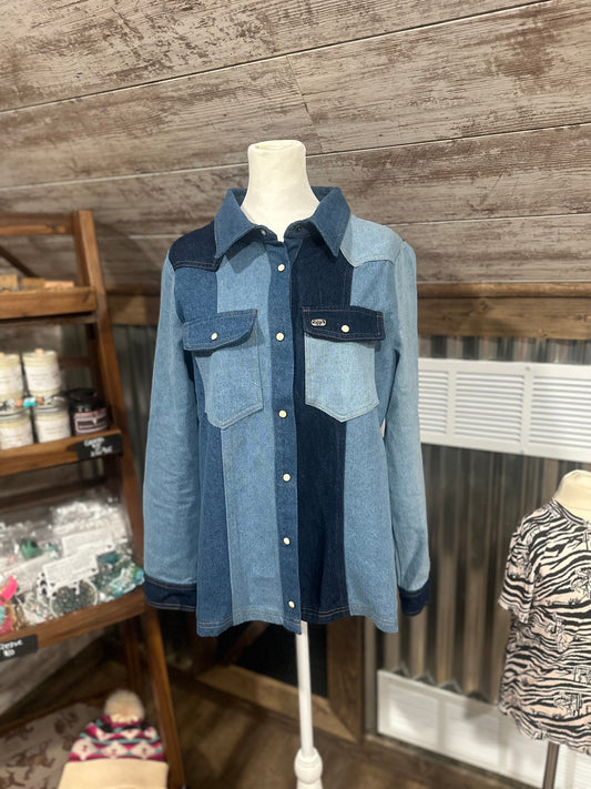 Denim Patch Button Up
