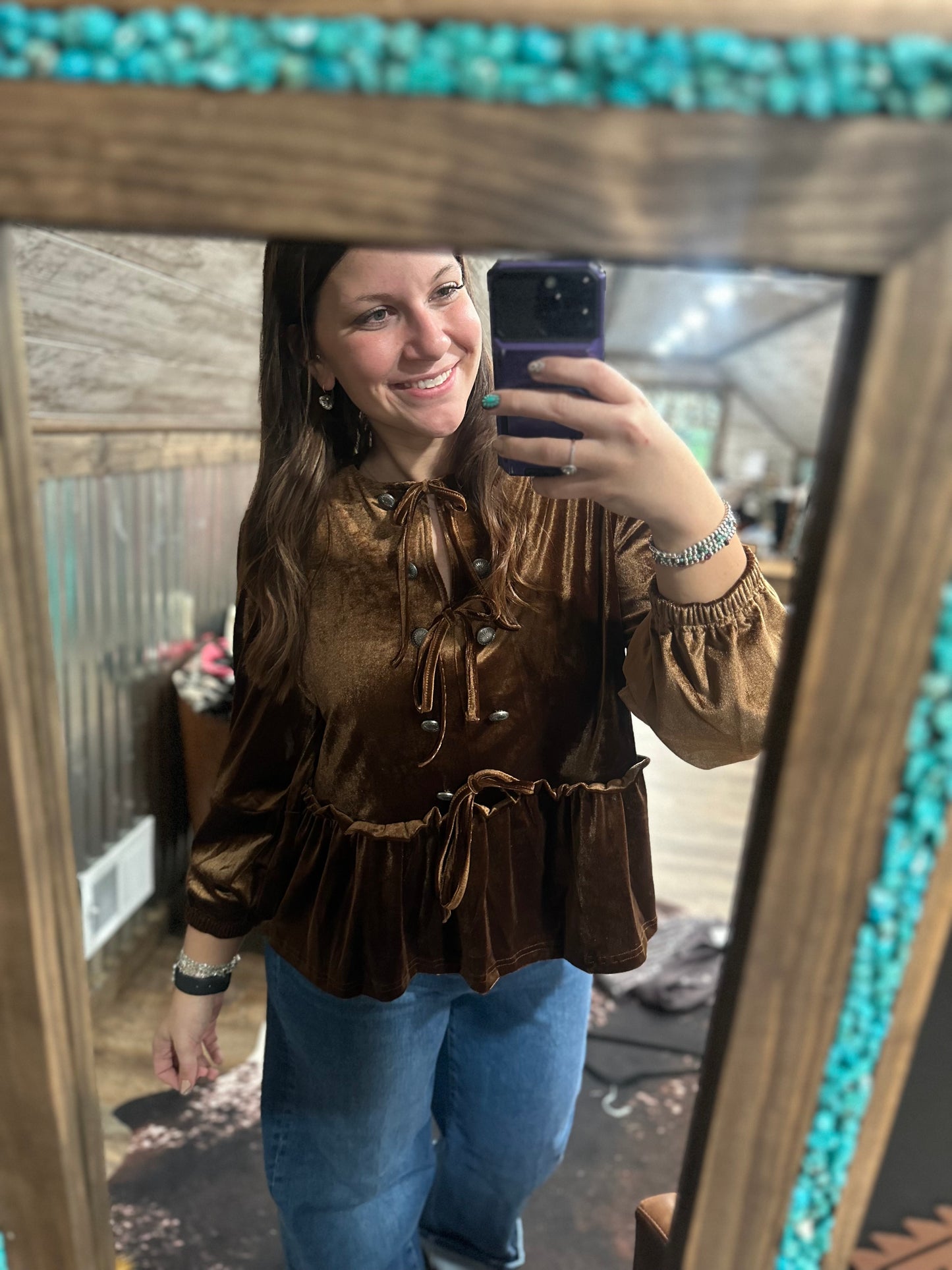 Brown Velvet Concho Top