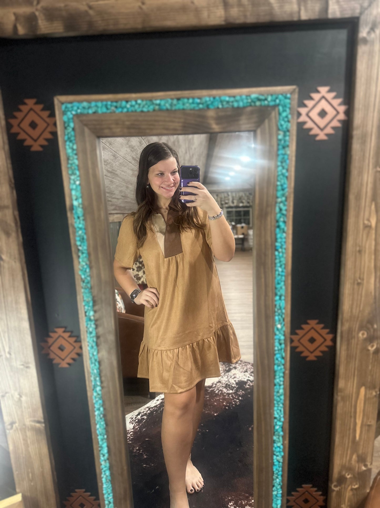 Tan Colorblock Dress