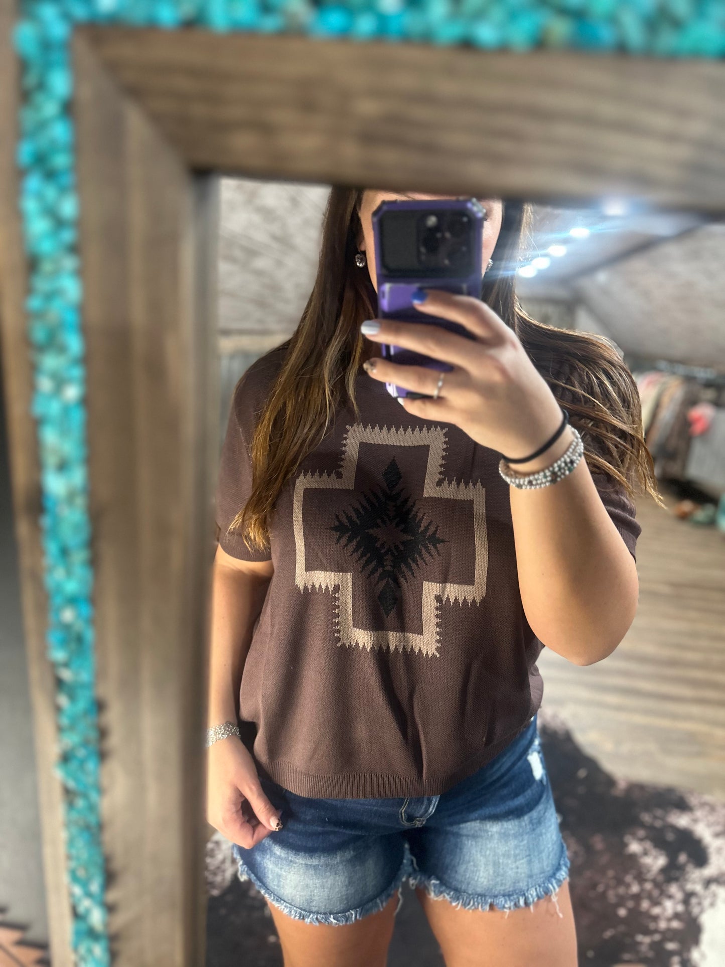 Brown Aztec Top