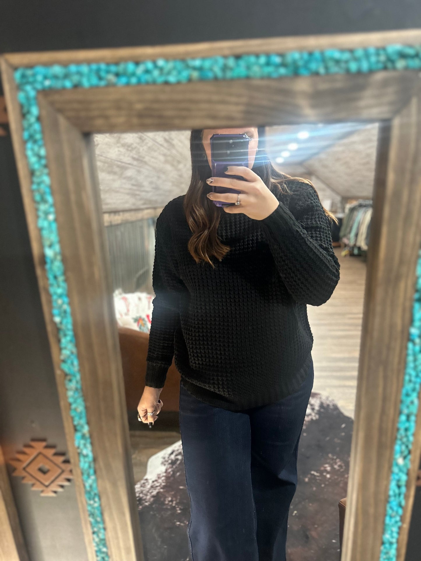 Black Waffle Sweater