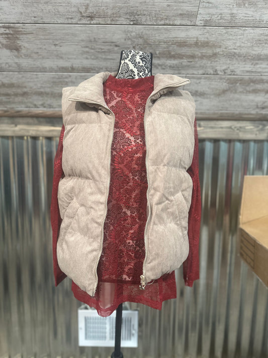 Tan Puffer Vest