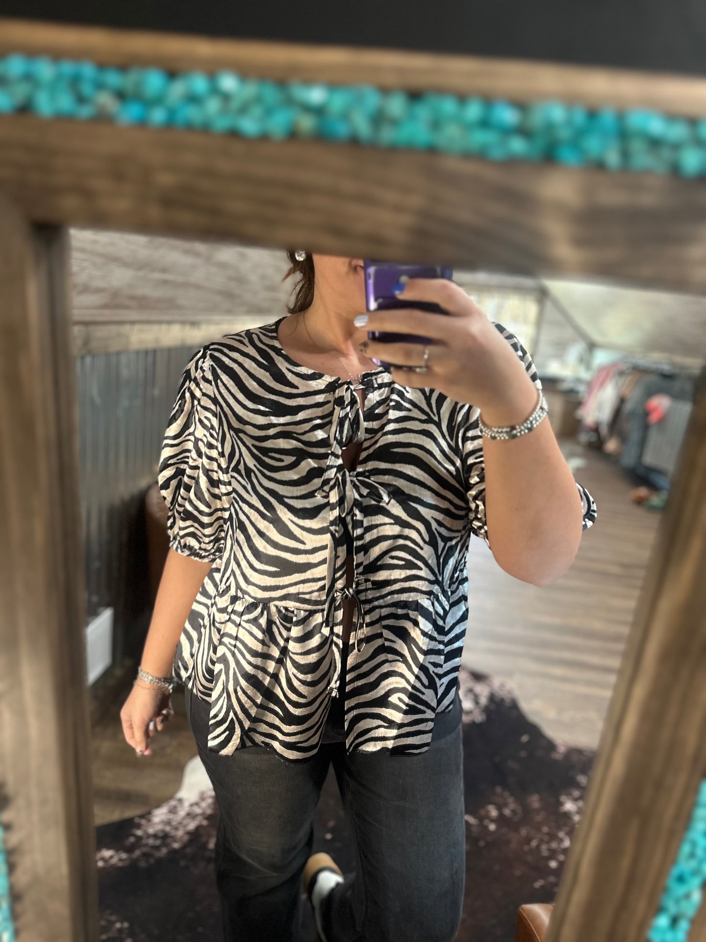 Zebra Tie Top