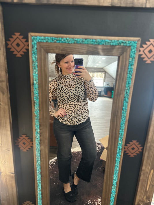 Neutral Dot Mesh Top