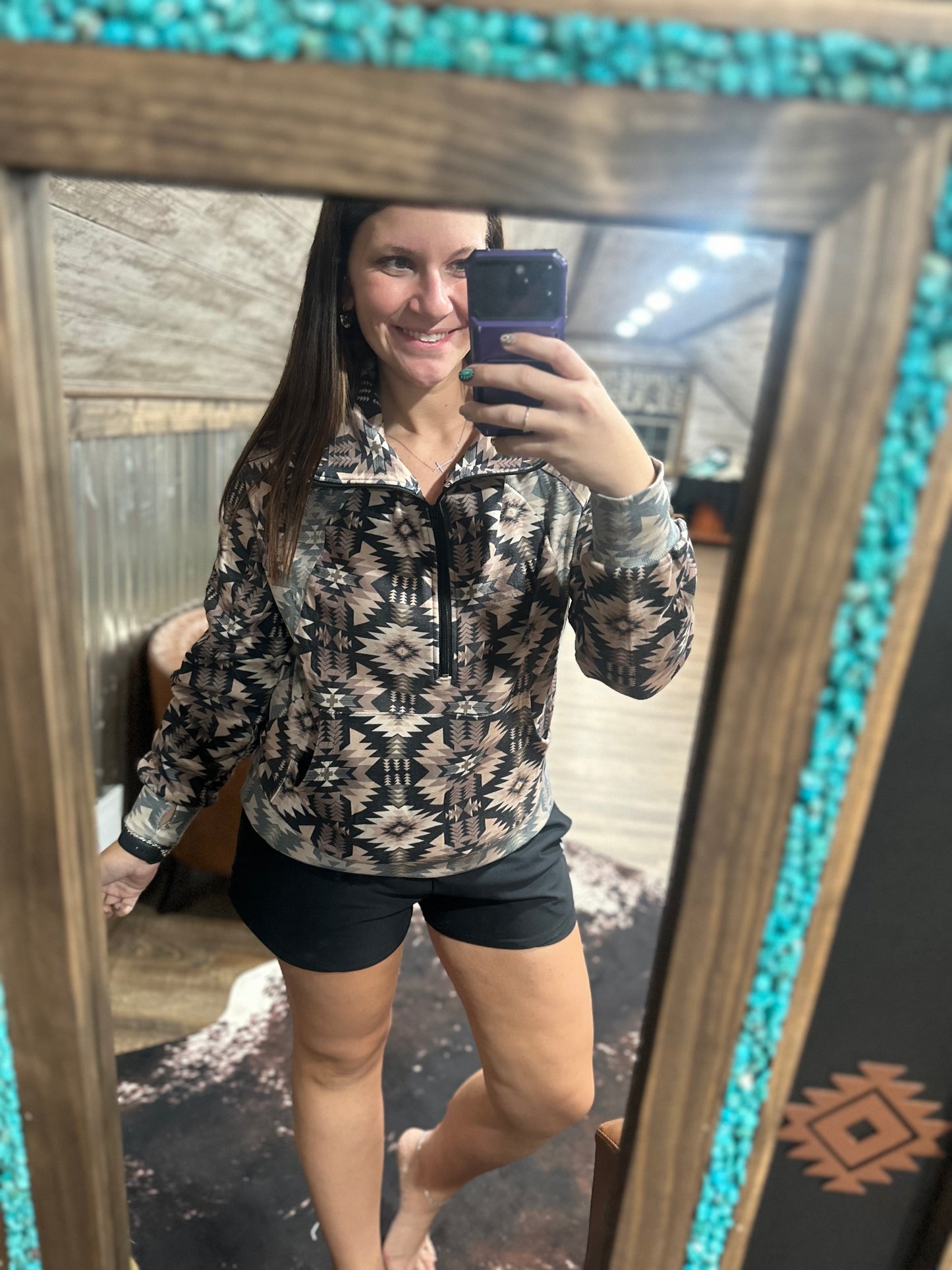 Brown Aztec Half Zip