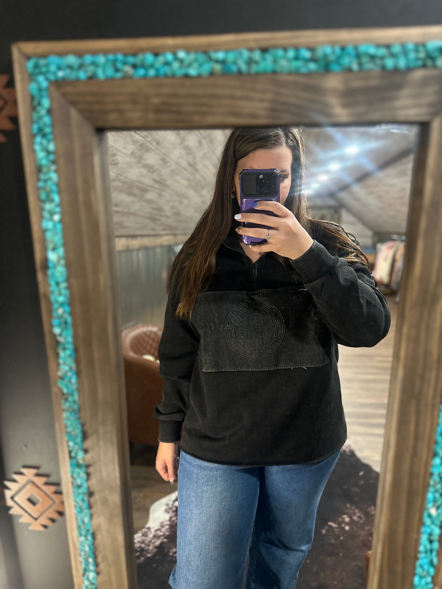 Angus Black Half Zip