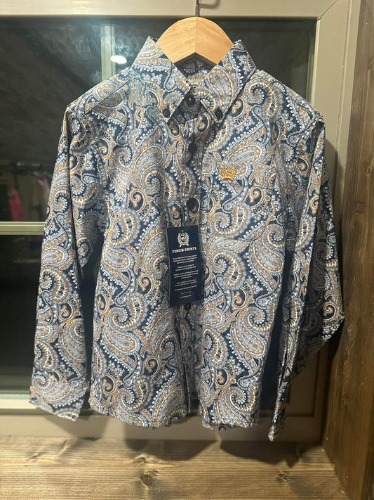 Paisley Blue Cinch Long Sleeve-Kids