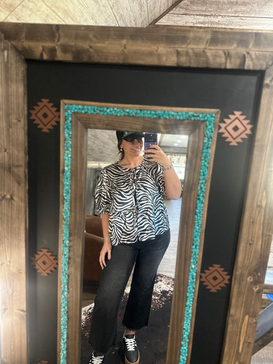 Zebra Tie Top