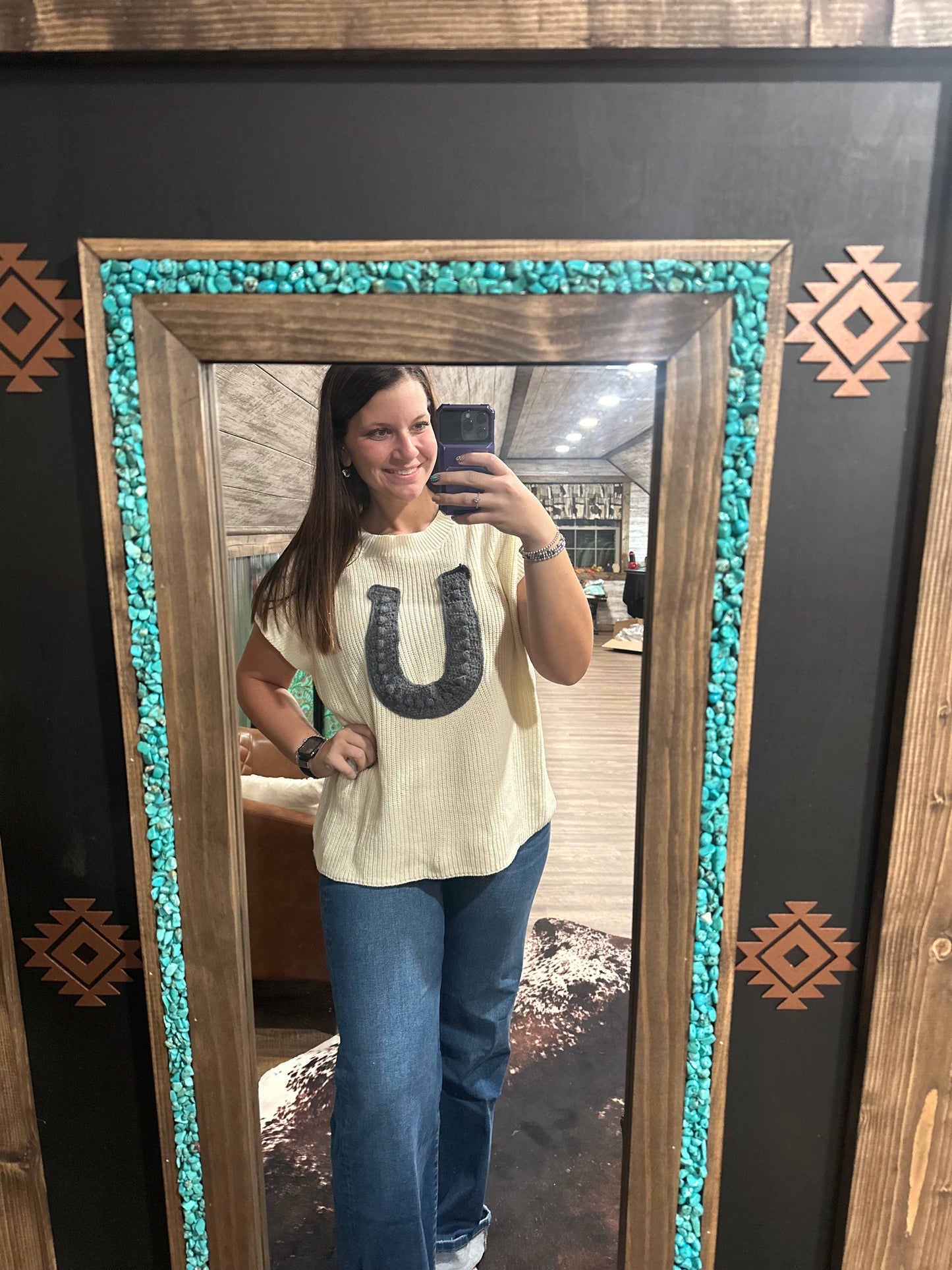 Navy Horseshoe Sweater Vest