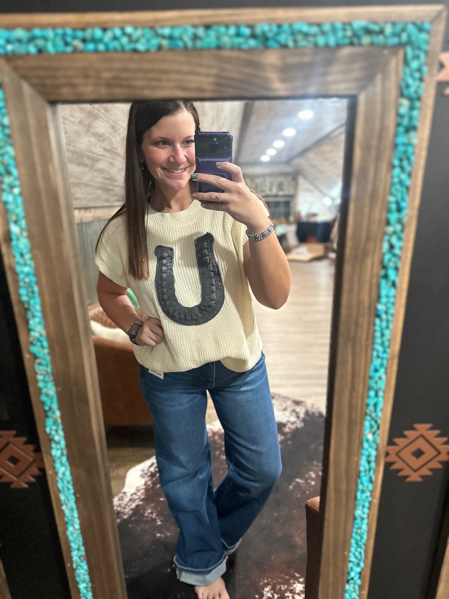 Navy Horseshoe Sweater Vest