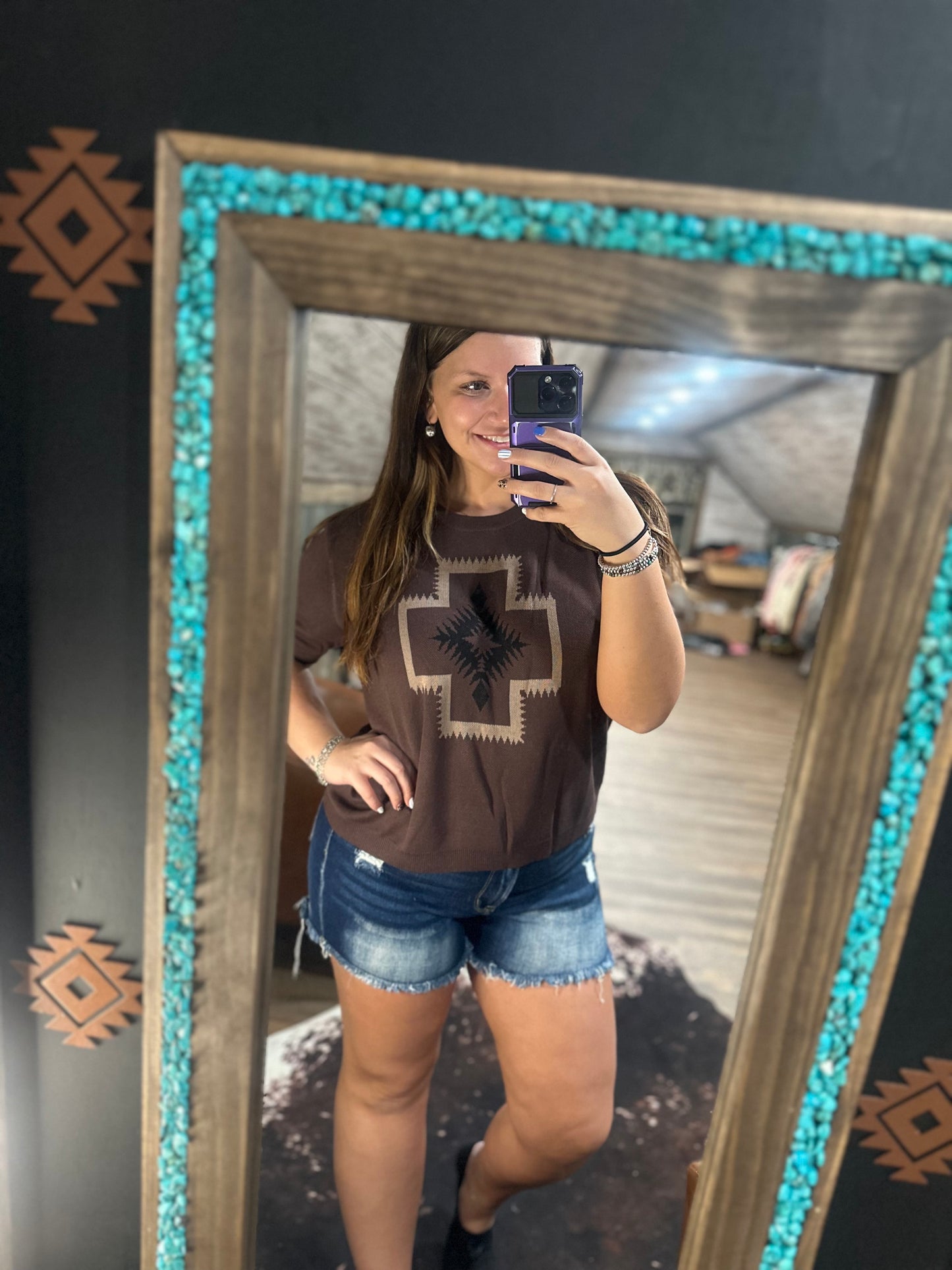 Brown Aztec Top