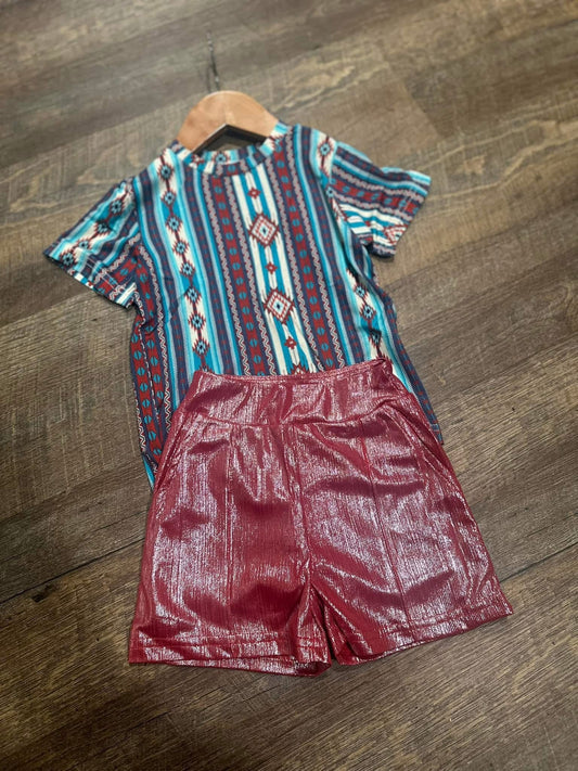 Red Shimmery Shorts-kids