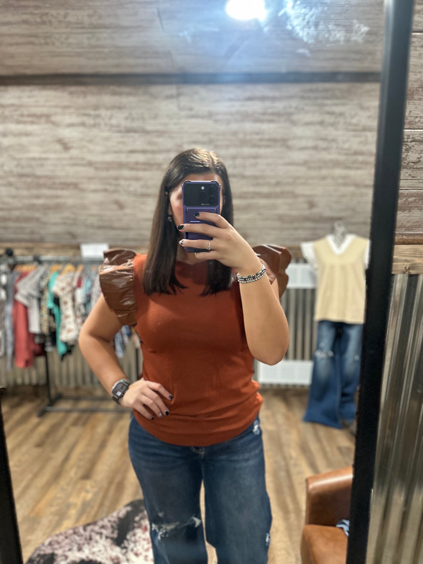 Rust Ruffle Top