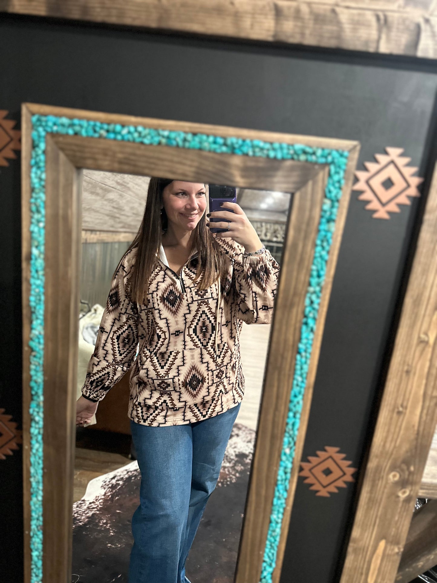 Desert Rust Aztec Halfzip