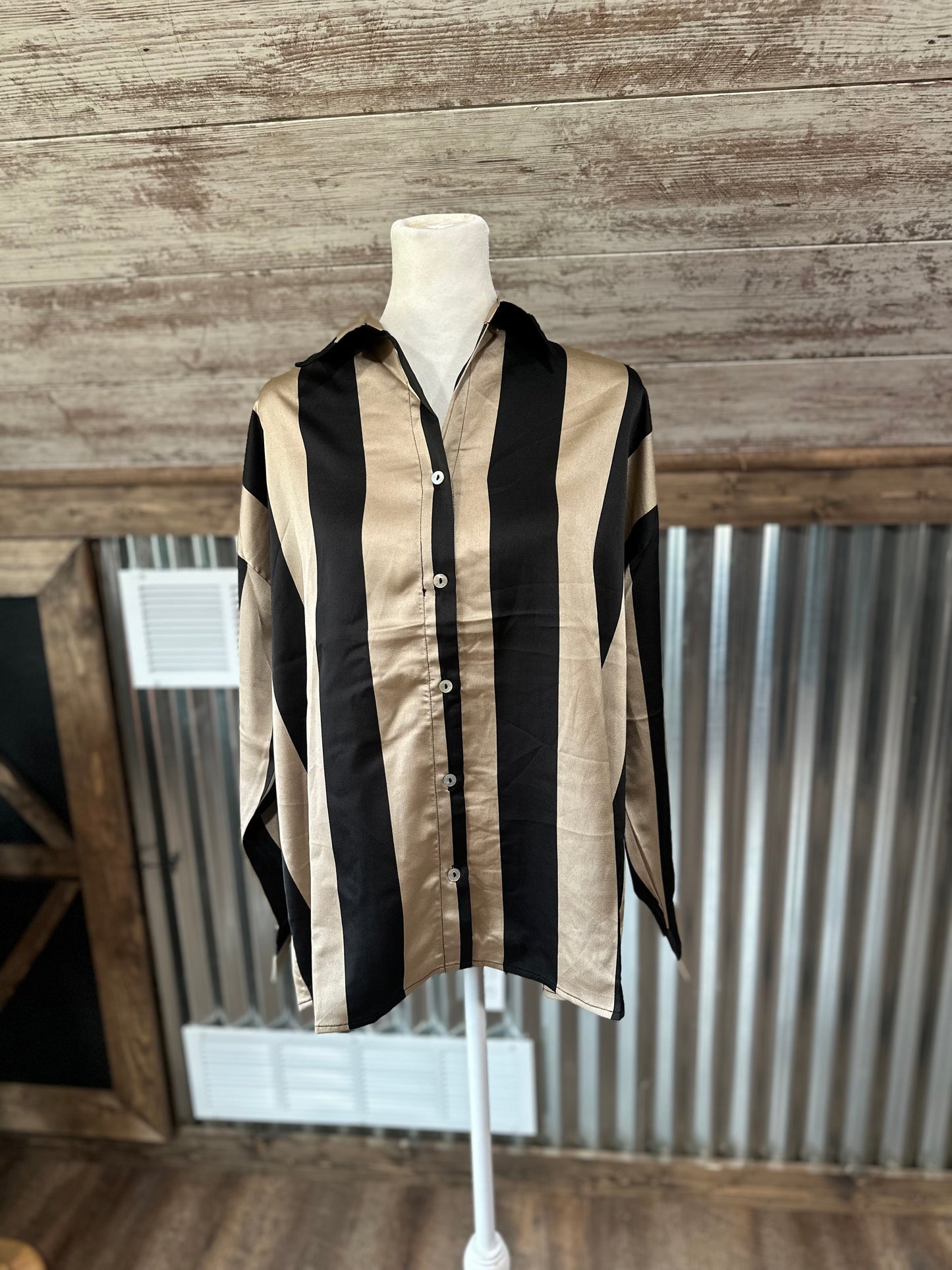 Black/Tan Stripe Top