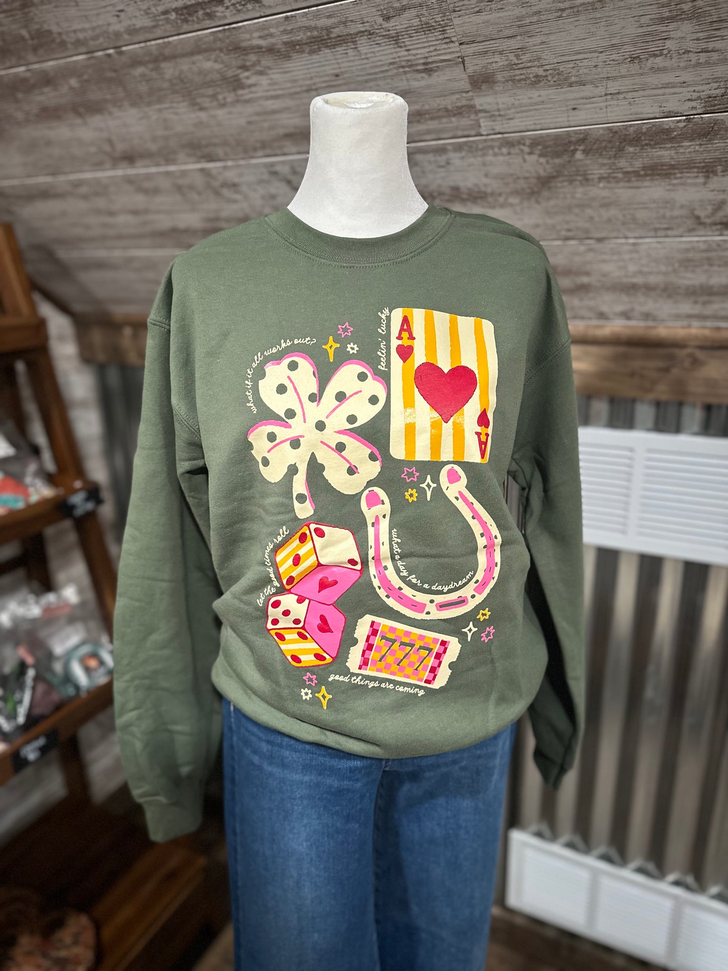 Lucky Play Card Crewneck