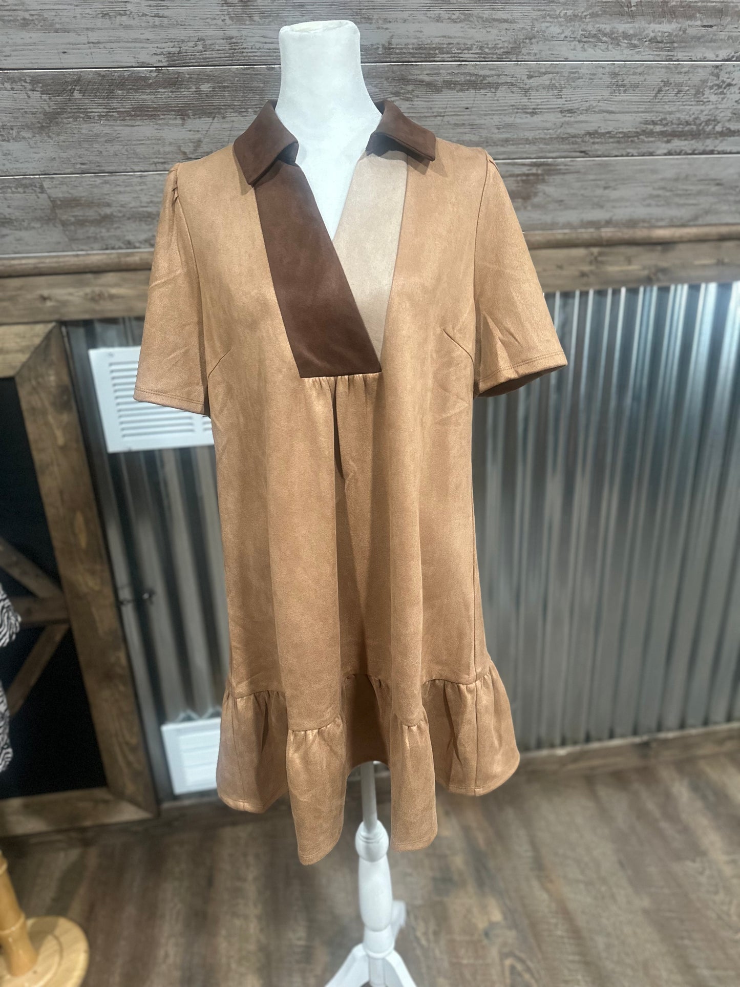Tan Colorblock Dress