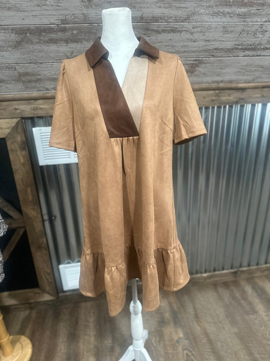 Tan Colorblock Dress
