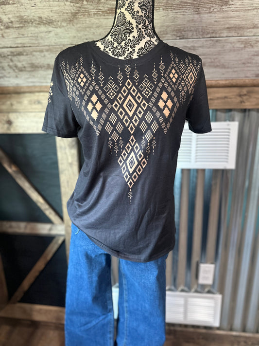 Black and Gold Aztec Tee