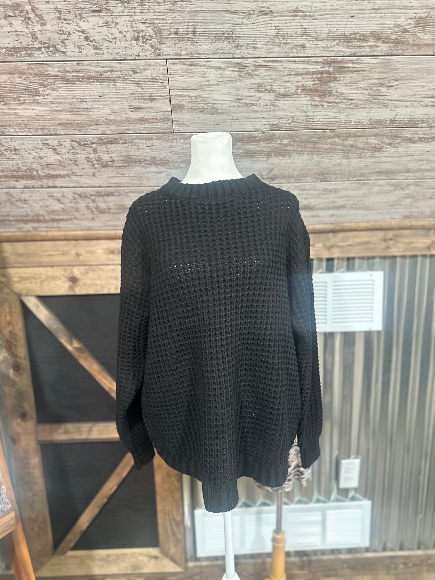 Black Waffle Sweater
