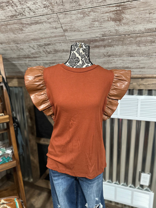 Rust Ruffle Top