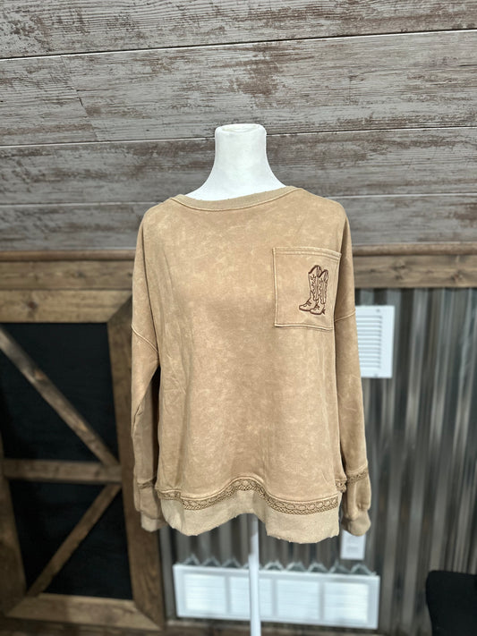 Tan Boot Pocket Long Sleeve