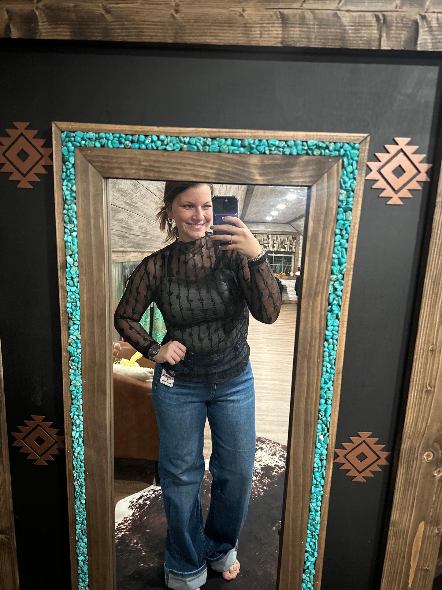 Black Western Lace Top