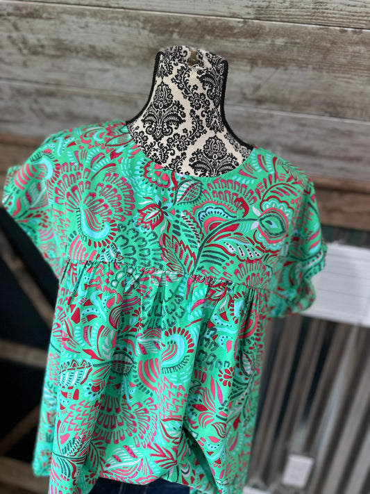 Green Tropic Top