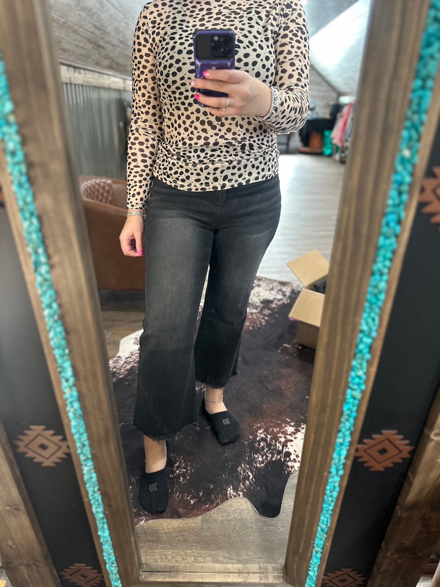 Black Denim Cropped Jeans